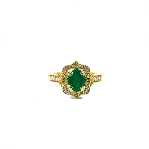 S. Kashi and Sons Emerald and Diamond Ring - H Color SI1 Clarity - Yellow Gold Lumina Gem Wilmington, NC