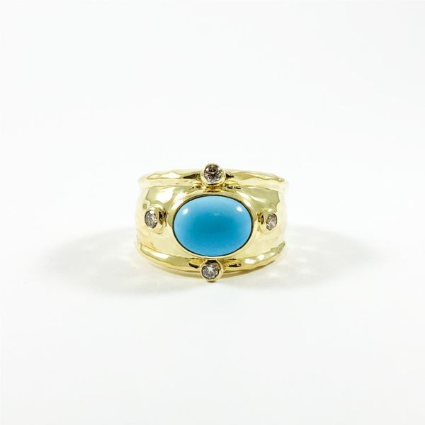 Raymond Mazza Turquoise and Diamond Ring in 14k Green Gold Lumina Gem Wilmington, NC