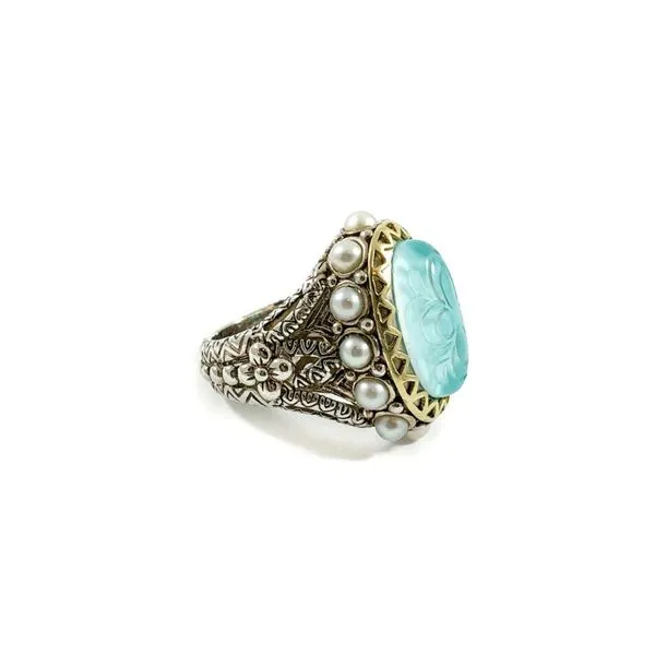 Bixby Turquoise Doublet Ring with Pearl Accents Image 2 Lumina Gem Wilmington, NC