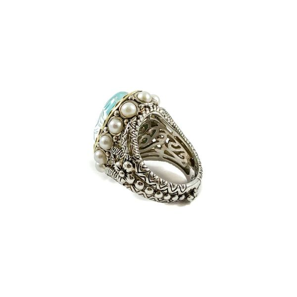 Bixby Turquoise Doublet Ring with Pearl Accents Image 3 Lumina Gem Wilmington, NC