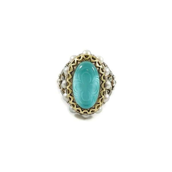 Bixby Turquoise Doublet Ring with Pearl Accents Lumina Gem Wilmington, NC