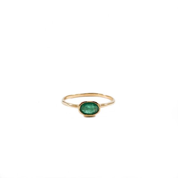 Shelton Metal Handmade Horizon Emerald and 14k Yellow Gold Ring Lumina Gem Wilmington, NC