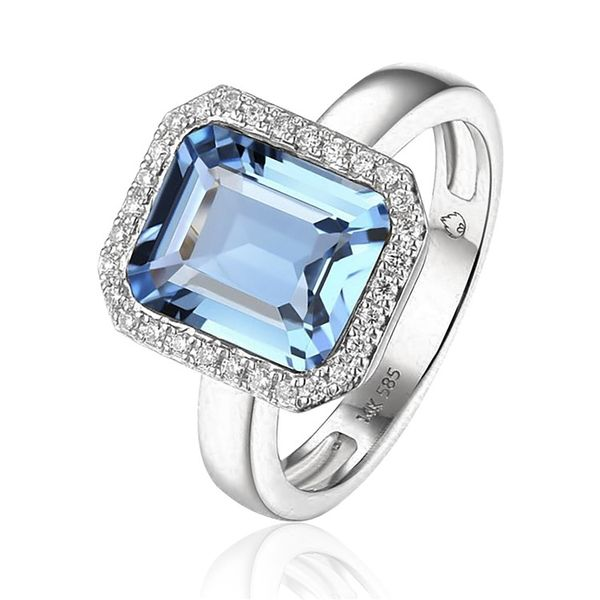 Luvente Blue Topaz and .13ctw Diamond Ring - White Gold Lumina Gem Wilmington, NC