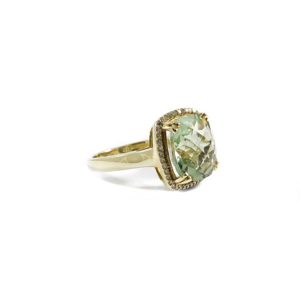 Raymond Mazza Green Amethyst and Diamond Ring - Yellow Gold Image 2 Lumina Gem Wilmington, NC
