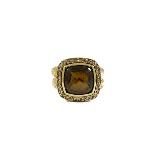 David Yurman Smokey Quartz and Diamond Albion Ring - Yellow Gold Lumina Gem Wilmington, NC