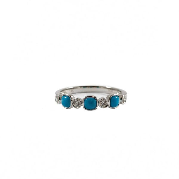 Turquoise and .10ctw Diamond Band - White Gold Lumina Gem Wilmington, NC