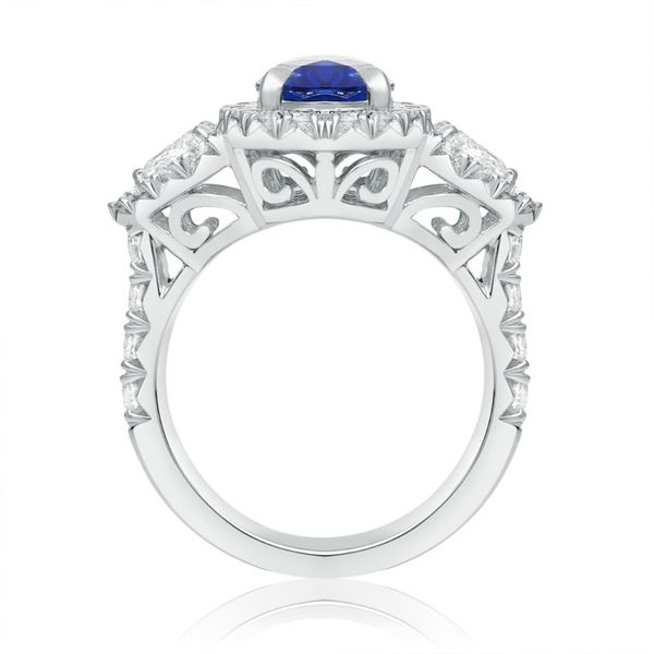 2.83ct Oval Sapphire and 1.15ctw Diamond Ring - Platinum Image 3 Lumina Gem Wilmington, NC