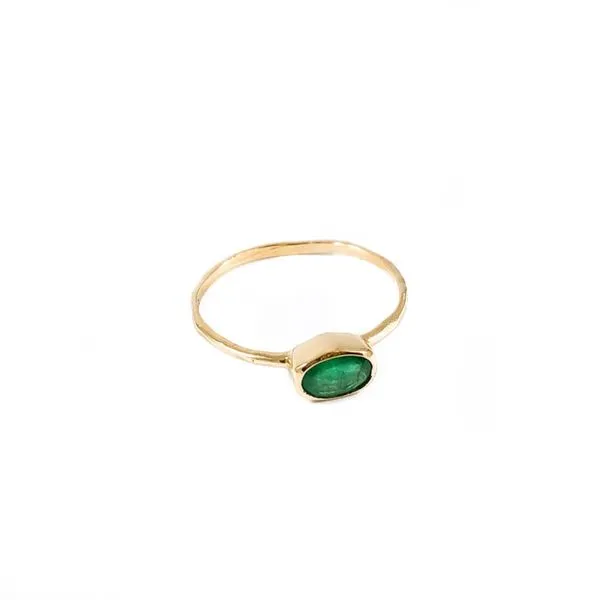 Shelton Metal Handmade Horizon Emerald and 14k Yellow Gold Ring Image 2 Lumina Gem Wilmington, NC