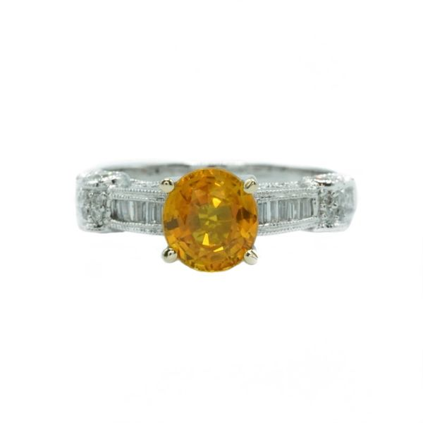 Yellow Sapphire and Diamond Ring - White Gold Lumina Gem Wilmington, NC
