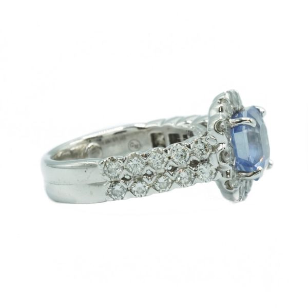 4.26ct Ceylon Sapphire and 2.03ctw Diamond Ring in White Gold Image 2 Lumina Gem Wilmington, NC