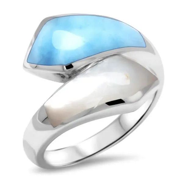 Marahlago Calder ring with Larimar and Mother of Pearl Lumina Gem Wilmington, NC