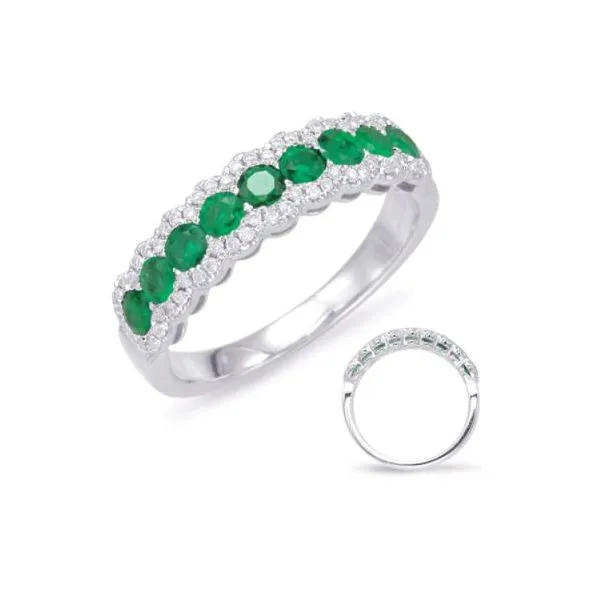 S. Kashi and Sons .75ctw Emerald and .18ctw Diamond Band - White Gold Lumina Gem Wilmington, NC