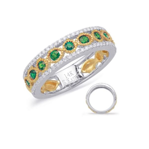 S. Kashi and Sons .40ctw Emerald and .23ctw Diamond Band - Two Tone Gold Lumina Gem Wilmington, NC