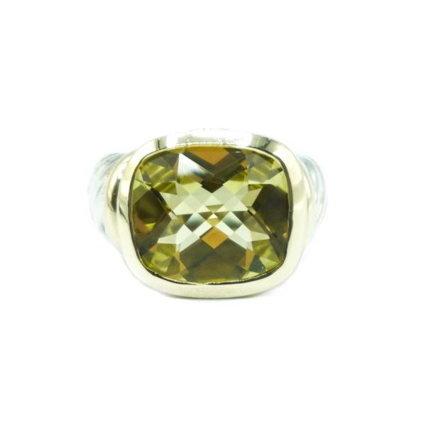 David Yurman Noblesse Lemon Citrine and Sterling Silver Ring with Yellow Gold Bezel Lumina Gem Wilmington, NC