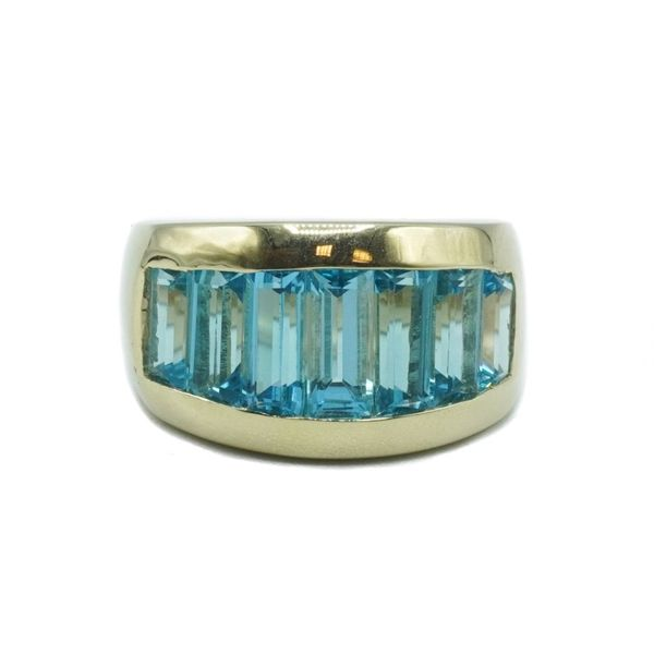 Blue Topaz Baguette Ring in Yellow Gold Lumina Gem Wilmington, NC