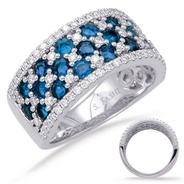 S. Kashi and Sons 1.77ctw Sapphire and .53ctw Diamond Band - 14k White Gold Lumina Gem Wilmington, NC