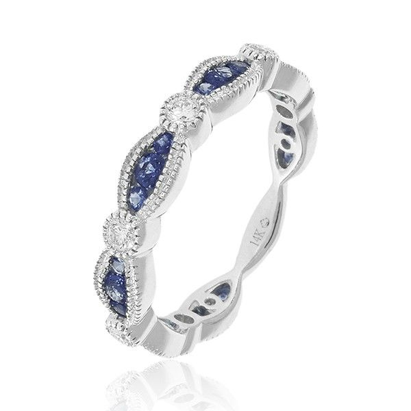 Luvente .59ctw Sapphire and .20ctw Diamond Band- 14k white gold Lumina Gem Wilmington, NC