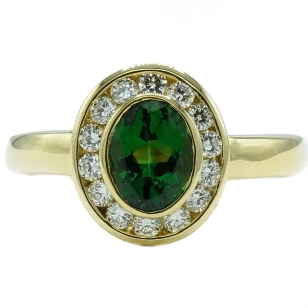 1ct Chrome Tourmaline with a .28ctw Diamond Halo Ring - 18k Yellow Gold Lumina Gem Wilmington, NC