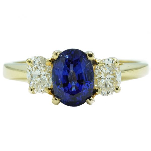 Oval Sapphire and Diamond Ring - 18k Yellow Gold Lumina Gem Wilmington, NC