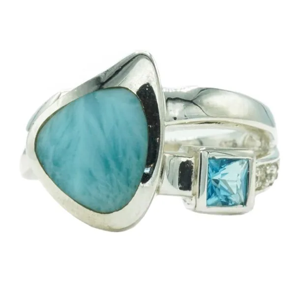 Marahlago Larimar and Blue Topaz Ring - Sterling Silver Lumina Gem Wilmington, NC