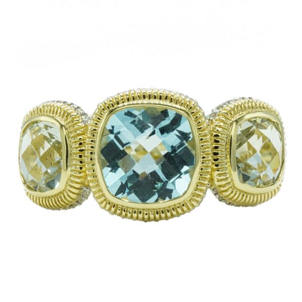 Sloane Street Green Amethyst and Sky Blue Topaz Ring - 18k Yellow Gold Lumina Gem Wilmington, NC