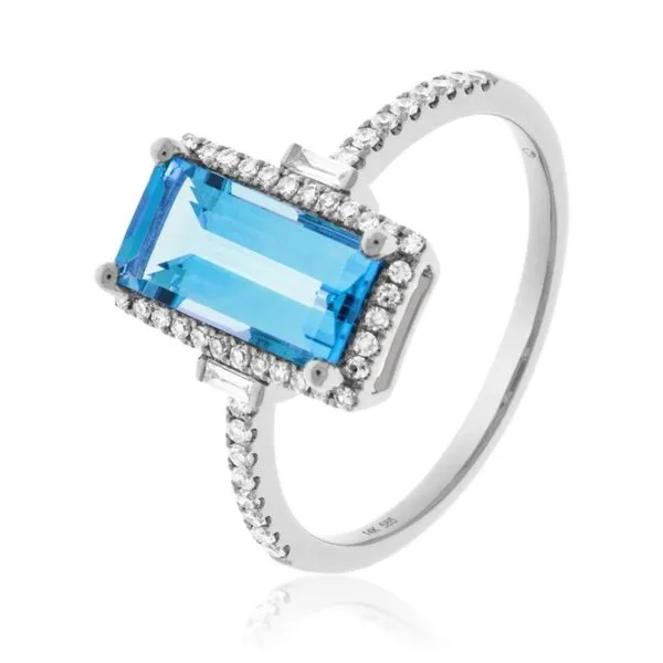 Luvente Blue Topaz and Diamond Ring - 14k White Gold Lumina Gem Wilmington, NC