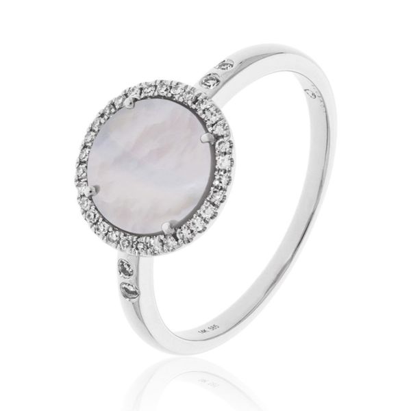 Luvente Mother of Pearl and Diamond Ring- 14k White Gold Lumina Gem Wilmington, NC