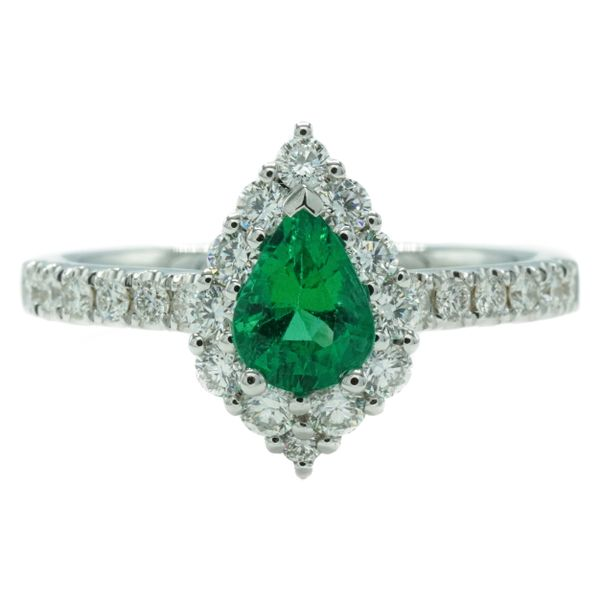.50ctw Emerald and .53ctw Diamond Ring - 18k White Gold Lumina Gem Wilmington, NC