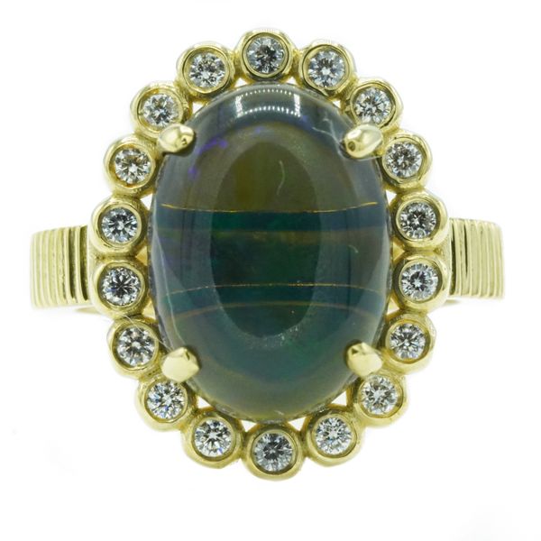 Raymond Mazza 4.52ct Black Opal and Diamond Ring - 14k Green Gold Lumina Gem Wilmington, NC