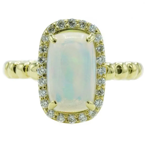Raymond Mazza Opal and Diamond Ring - 14k Green Gold Lumina Gem Wilmington, NC