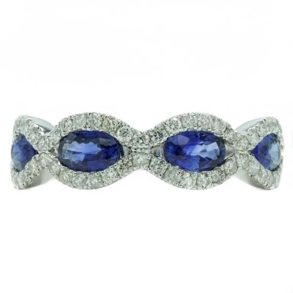 Sapphire and .47ctw Diamond Band in White Gold Lumina Gem Wilmington, NC