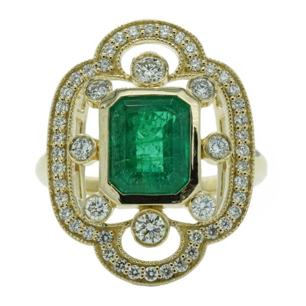 2.15ct Emerald and .74ctw Diamond Ring in 14k Yellow Gold Lumina Gem Wilmington, NC