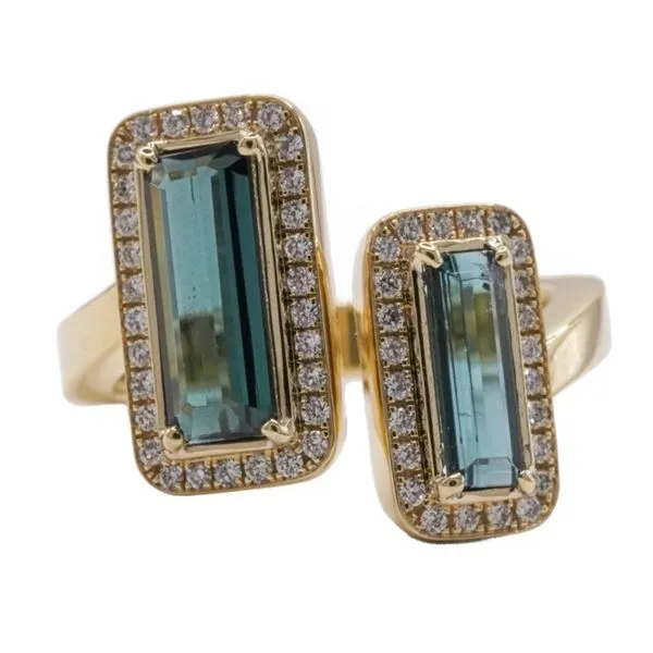 Indicolite Tourmaline and Diamond Ring in 14k Yellow Gold Lumina Gem Wilmington, NC