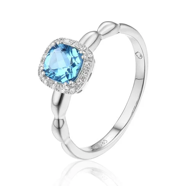Luvente Blue Topaz and Diamond Ring - 14k White Gold Lumina Gem Wilmington, NC