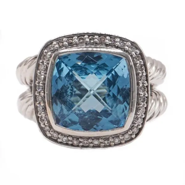 David Yurman 14mm Blue Topaz and Diamond Albion Ring Lumina Gem Wilmington, NC