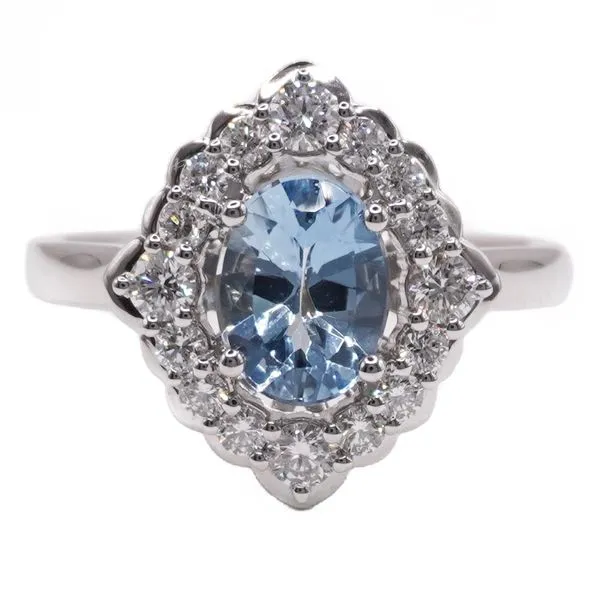 Aquamarine and Diamond Ring in 18k White Gold Lumina Gem Hampstead, NC