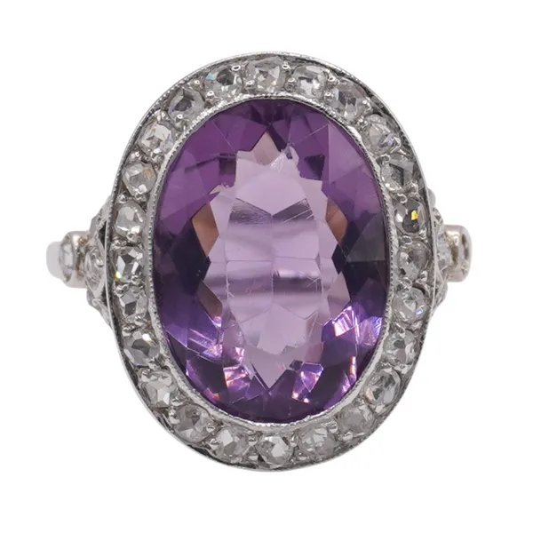Oval Amethyst and Rose Cut Diamond Ring Lumina Gem Hampstead, NC