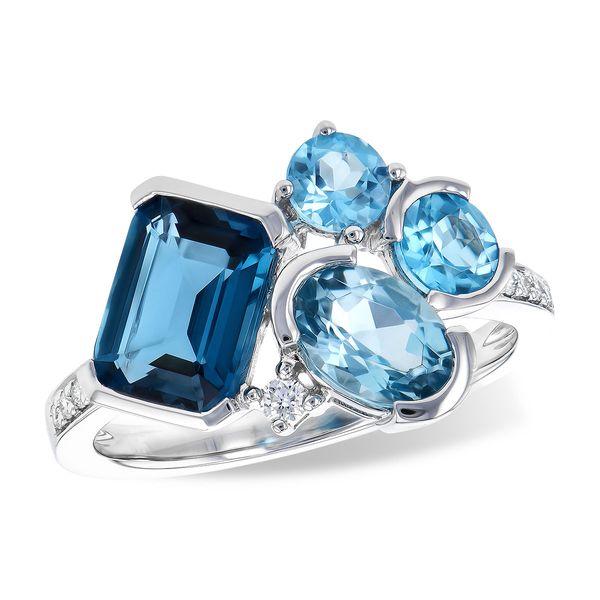 Blue Topaz and Diamond Ring- 14k White Gold Lumina Gem Wilmington, NC