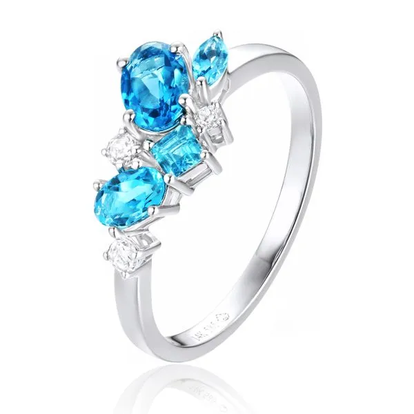 Luvente 1.03ctw Blue Topaz and .09ctw White Topaz Ring Lumina Gem Hampstead, NC