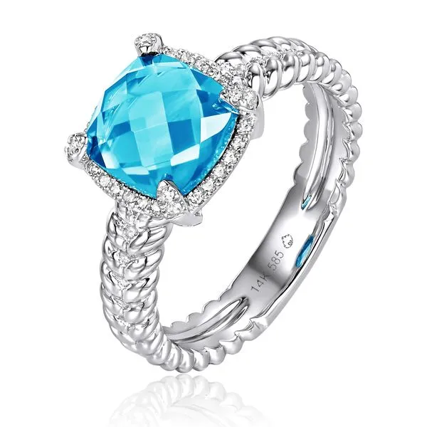 Luvente 2.90ct Blue Topaz and .11ctw Diamond Ring Lumina Gem Hampstead, NC