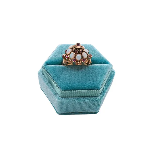 Ruby and Opal 18k Yellow Gold Ring Image 2 Lumina Gem Hampstead, NC