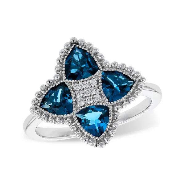 Allison-Kaufman London Blue Topaz and Diamond Ring- 14k White Gold Lumina Gem Hampstead, NC