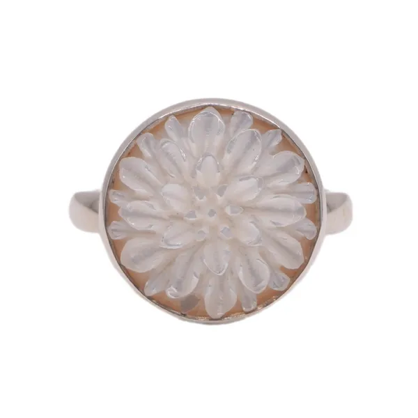 KIR Mother of Pearl Carved Dahlia Ring Lumina Gem Hampstead, NC
