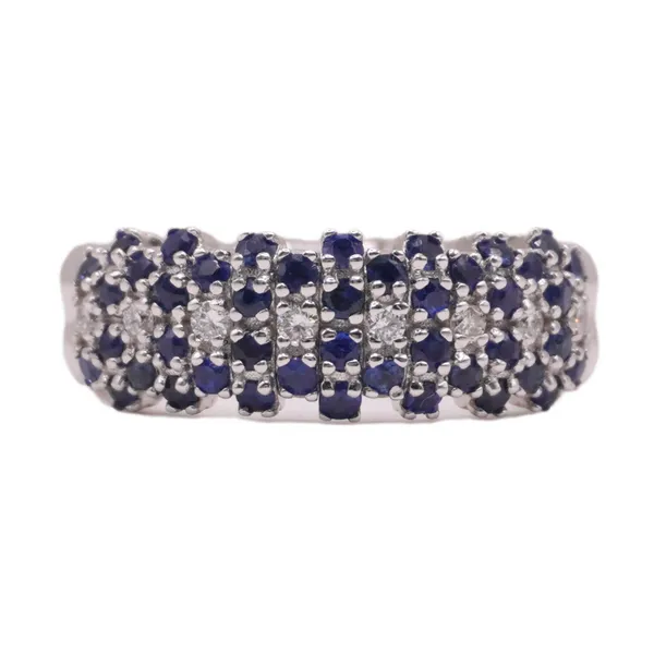 .19ctw Diamond and 1.16ctw Sapphire Pickleball Stretchy Ring Lumina Gem Hampstead, NC