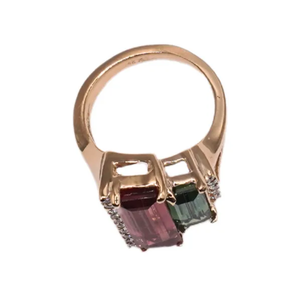 Frank Reubel Pink and Green Tourmaline Ring- 14k Yellow Gold Image 2 Lumina Gem Hampstead, NC