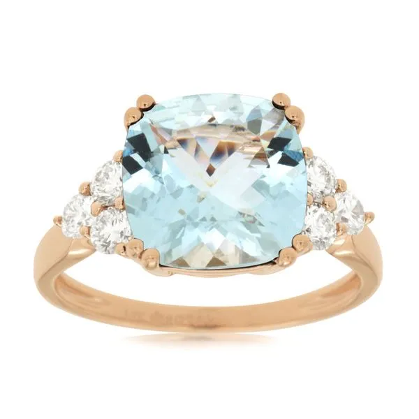 Aquamarine and Diamodn RIng- 14k Rose Gold Lumina Gem Hampstead, NC