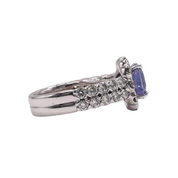 4.26 Ceylon Sapphire in a 2.03ctw Diamond Ring- 14k White Gold Image 3 Lumina Gem Hampstead, NC