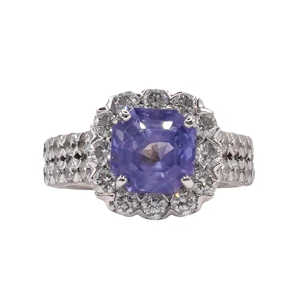 4.26 Ceylon Sapphire in a 2.03ctw Diamond Ring- 14k White Gold Lumina Gem Hampstead, NC