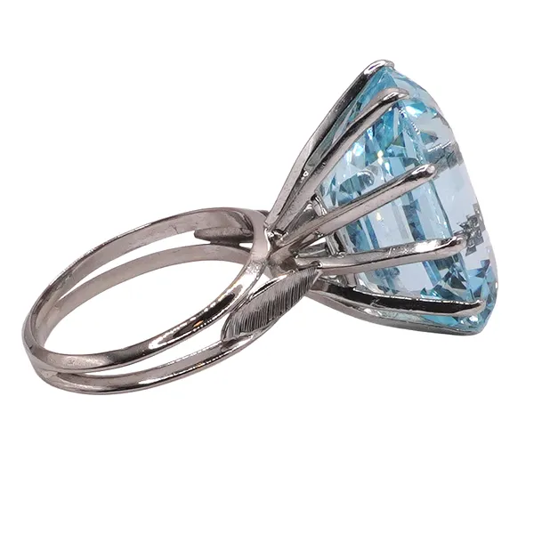 20ct Aquamarine Ring- 14k White Gold Image 2 Lumina Gem Hampstead, NC
