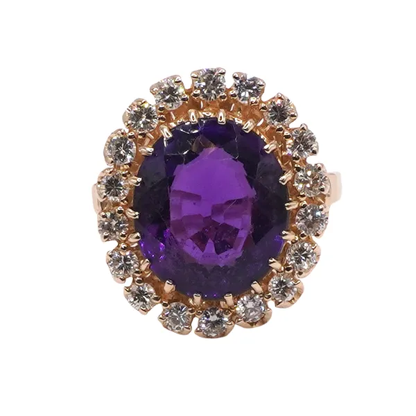 Approximately 5.5ct Amethyst and .50ctw Diamond Halo Ring- 14k Yellow Gold Lumina Gem Hampstead, NC